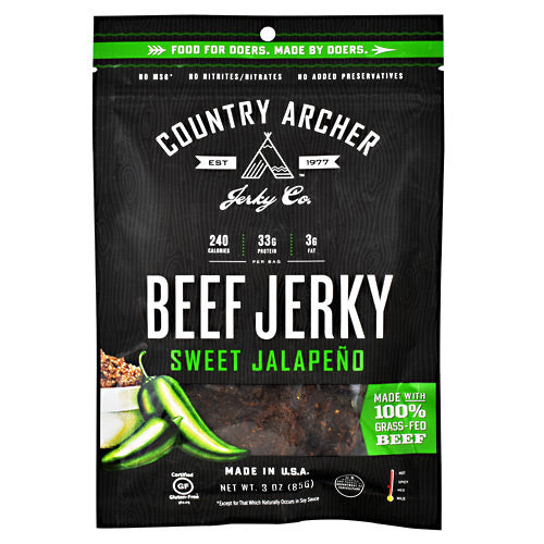 Country Archer Grass Fed Beef Jerky - Sweet Jalapeno - 3 oz - 853016002083