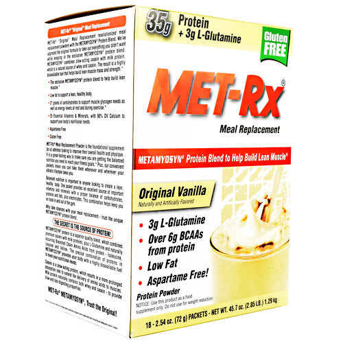 Met-Rx USA Meal Replacement - Original Vanilla - 18 Packets - 786560187015