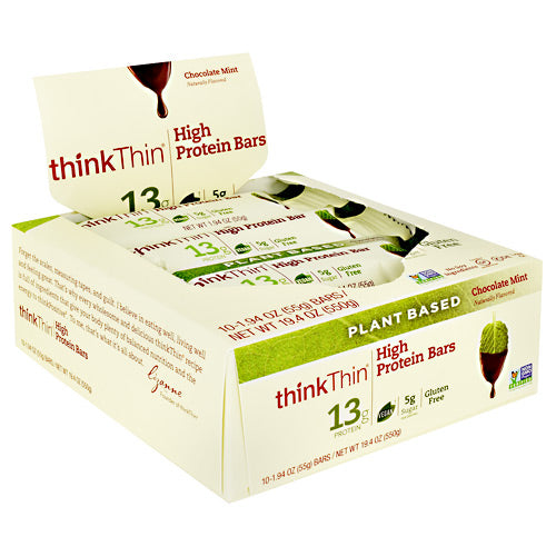 Think Products Plant Based High Protein Bar - Chocolate Mint - 10 Bars - 753656714202