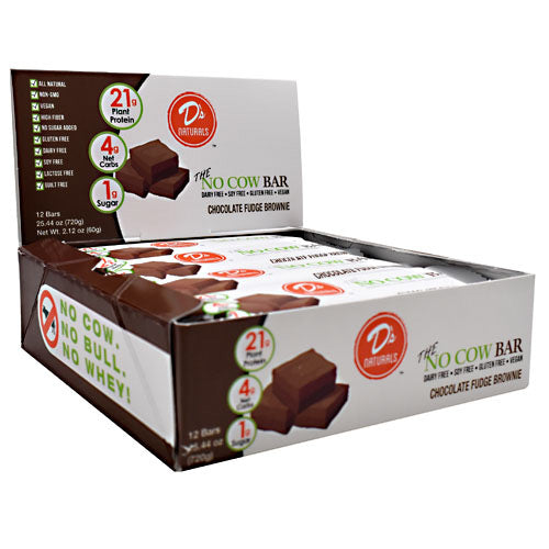 Ds Naturals No Cow Bar - Chocolate Fudge Brownie - 12 Bars - 852346005542