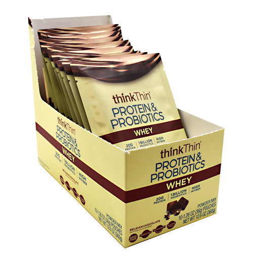 Think Products Whey Protein & Probiotics - Belgian Chocolate - 10 ea - 753656713595