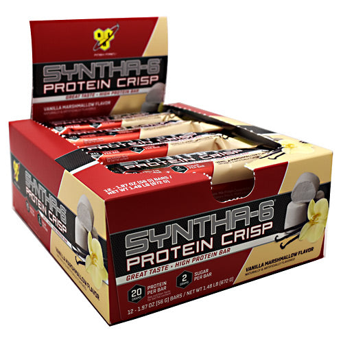 BSN Syntha-6 Protein Crisp - Vanilla Marshmallow - 12 Bars - 834266906925