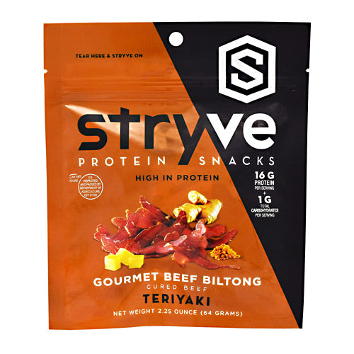 Stryve Foods Protein Snacks Gourmet Beef Biltong - Teriyaki - 2.25 oz - 856492007504