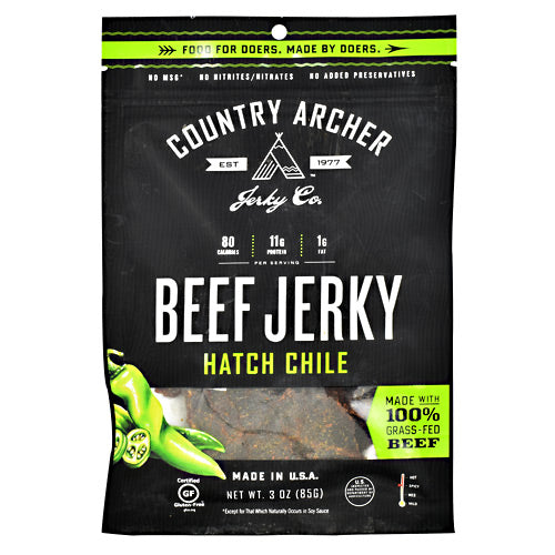 Country Archer Grass Fed Beef Jerky - Hatch Chile - 3 oz - 853016002281