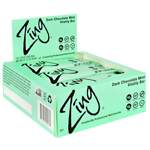 Zing Vitality Bar - Dark Chocolate Mint - 12 Bars - 855531002135